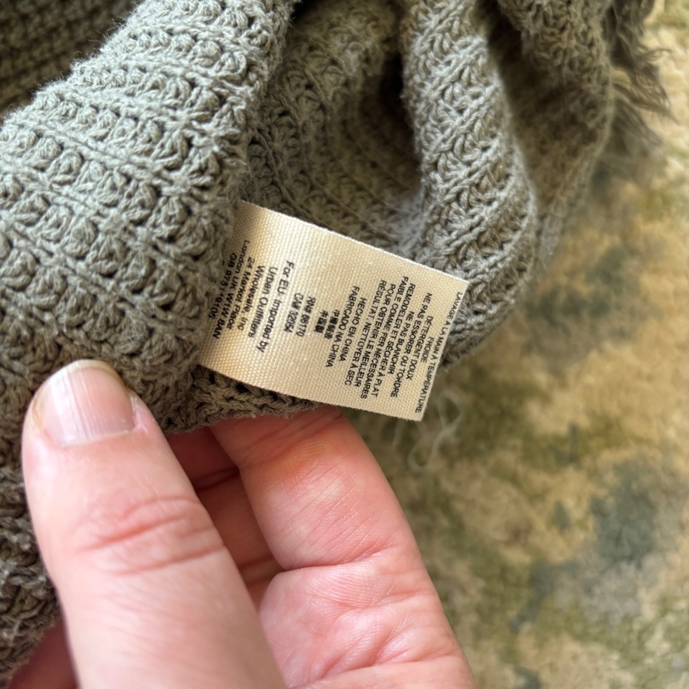 Free People Olive Green Waffle Knit V-Neck Top - Picture 3 of 5